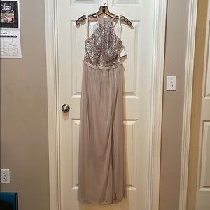 Long high neck sequin dress